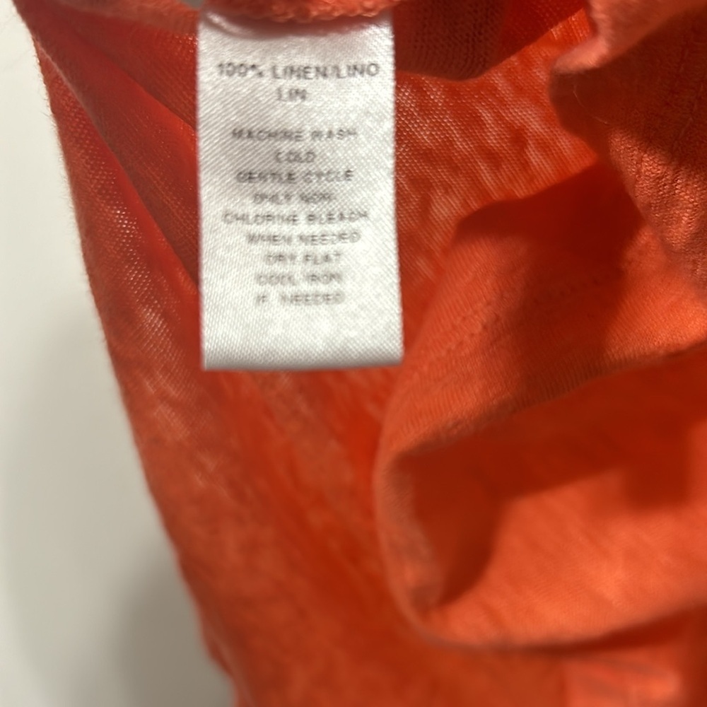 Lou & Grey Orange 100% Linen Short Sleeve Tee Shirt Comfort Basic T Size XS - Picture 4 of 4